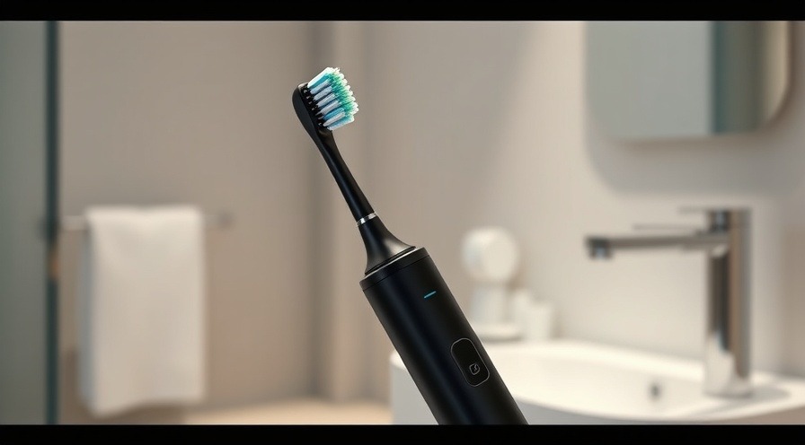 Sleek black electric toothbrush highlights plaque removal efficiency in modern bathroom.
