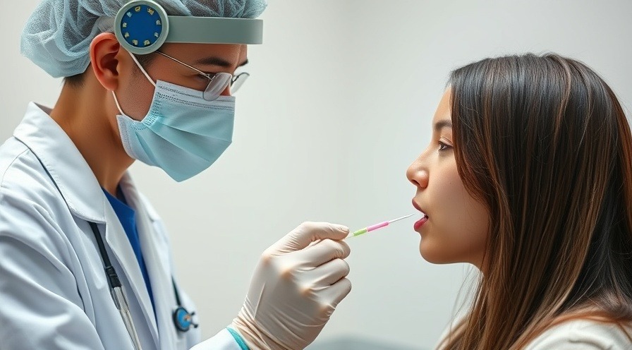 Medical professional conducting an oral swab test for silent STIs in a clinical setting.