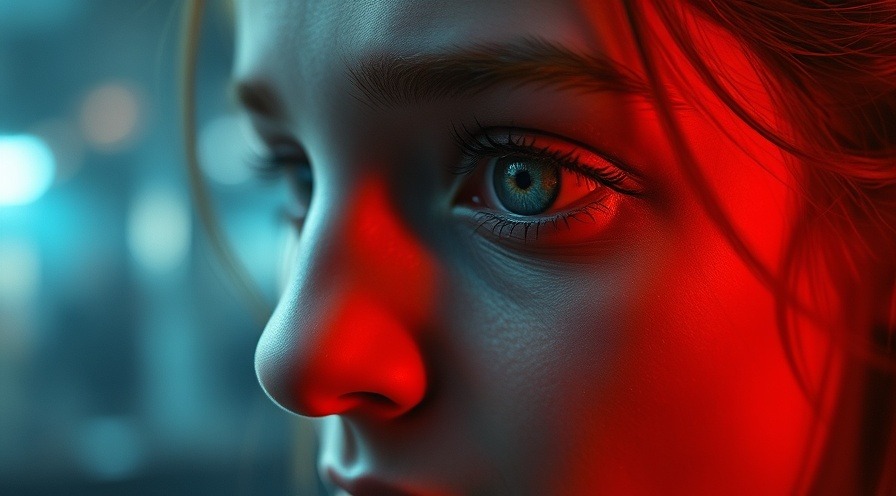Surreal person with whimsical expression, dreamlike light and vibrant colors.
