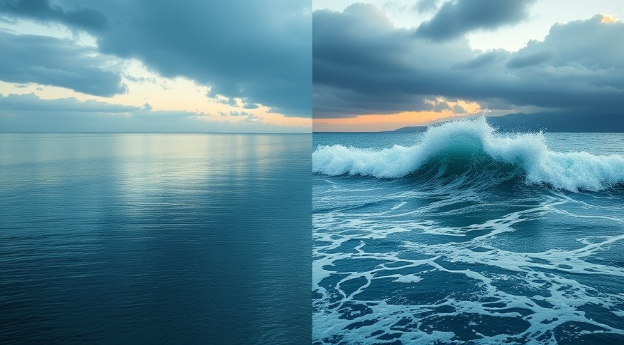 Stress management visualized: calm river vs. stormy ocean representing anxiety.