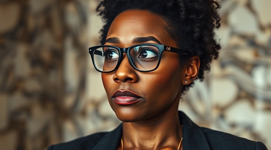 Concerned Black woman with glasses considering heart health tips amidst healthy nutrition advice.