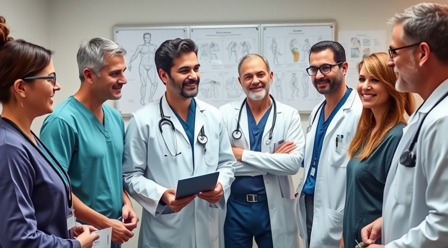 Medical professionals discussing venous stasis ulcers and compression therapy in a detailed hospital setting.