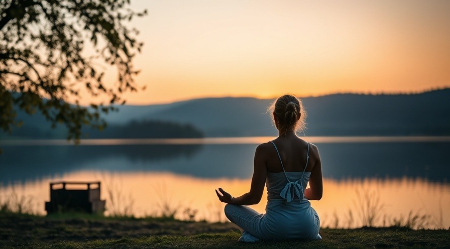 woman outside meditating at sunset