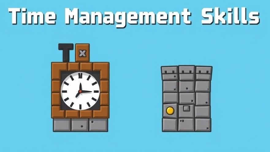 Minecraft-style depiction of Time Management Skills T
