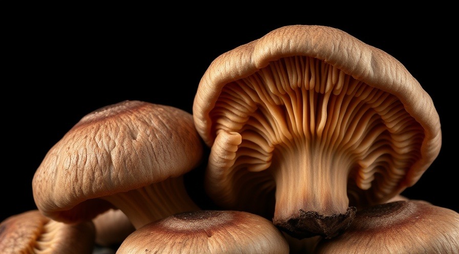 Close-up of textured Reishi mushrooms for immune support, stress reduction, and energy.