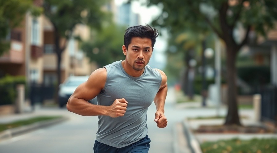 Athletic man jogging in suburb, showcasing fasted running and burning fat.