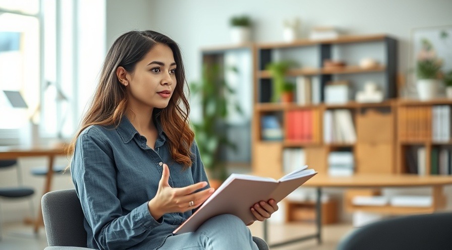 Young woman discussing osteoporosis and women's health in a modern indoor setting.