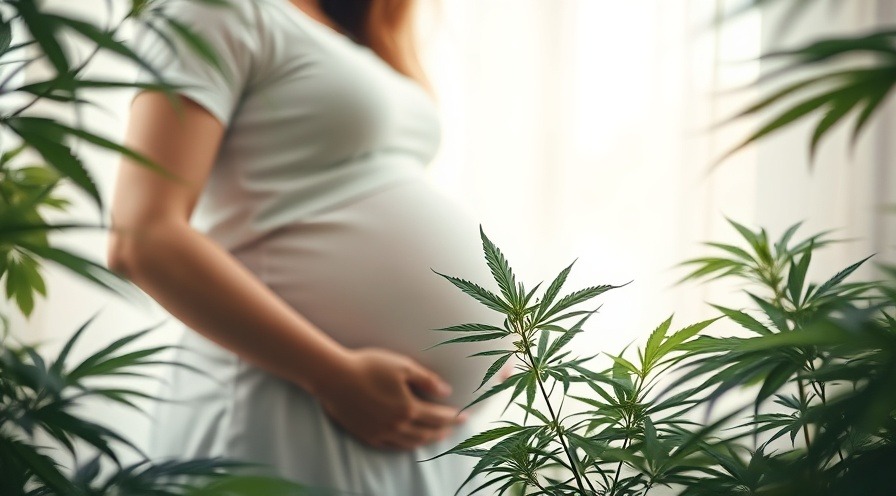 Pregnant woman and cannabis plants, exploring prenatal cannabis effects.