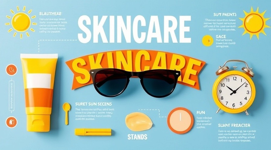 Colorful infographic on anti-aging skincare tips with sun protection elements.