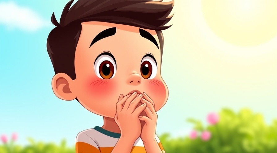 Cartoon of a boy managing a cough outdoors, highlighting respiratory health for children.