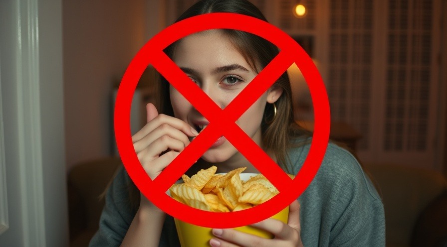 Teenage girl enjoying potato chips after 9pm, highlighting nighttime routines for better health.