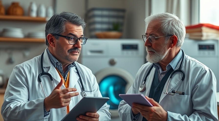 Doctors discuss household dangers and toxic home products in a photorealistic setting.