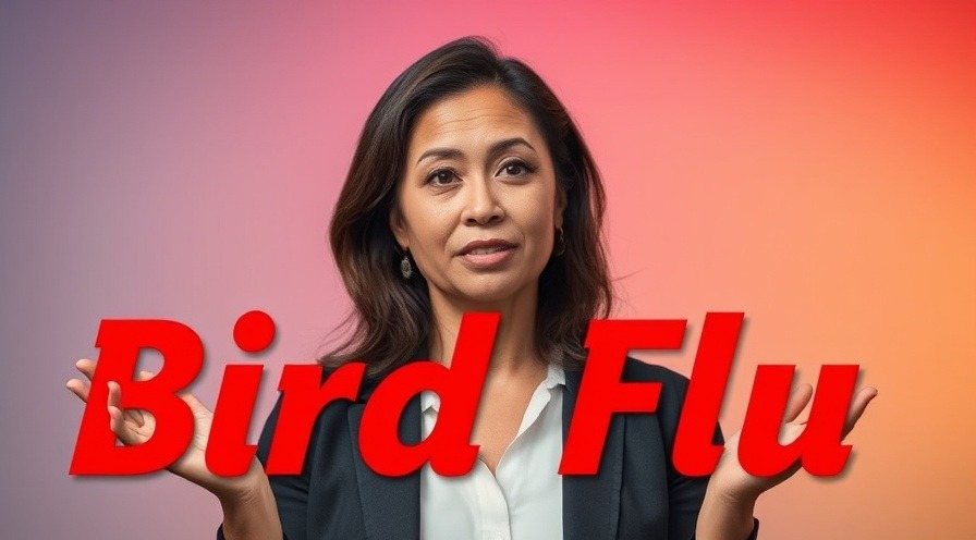 Professional woman discussing bird flu trends with a dynamic 'Bird Flu' text overlay.