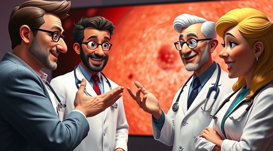 Animated dermatologists discuss warts treatment options in a vibrant studio setting.