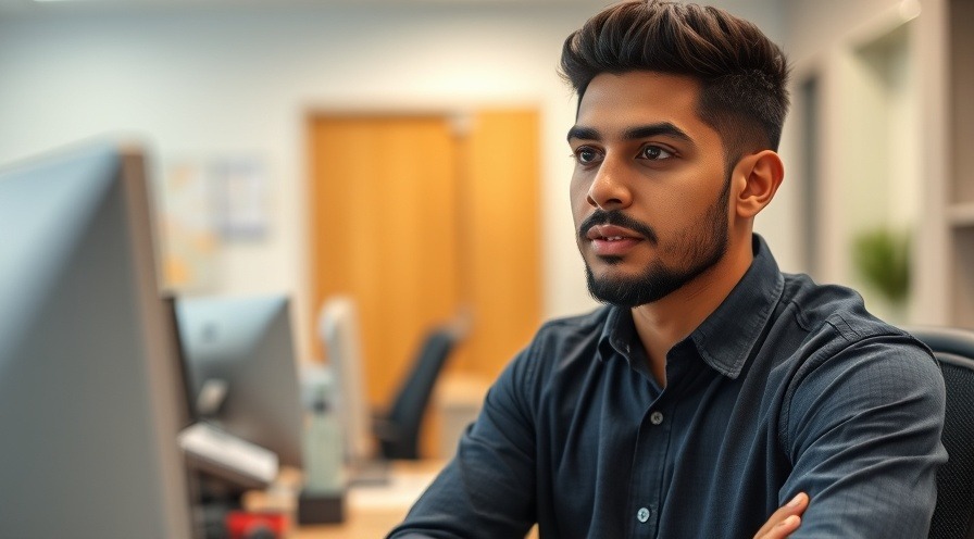 male in office, asking a question