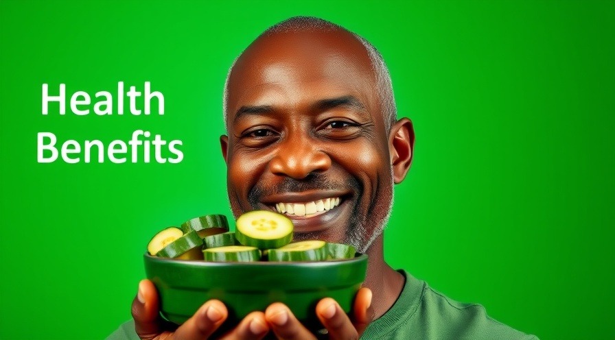 Middle-aged man with cucumber slices exploring benefits of cucumbers for skin.