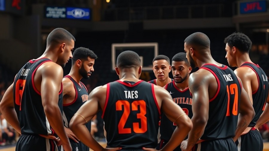 Focused NBA team huddle enhancing mental toughness with sports psychology techniques