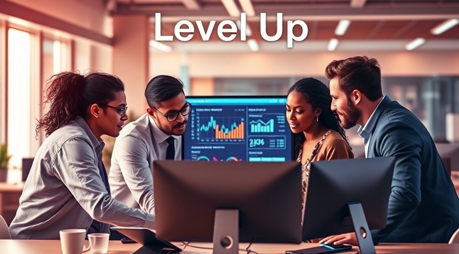 Diverse professionals collaborating in a modern office, showcasing 'Level Up' in AI and machine learning.