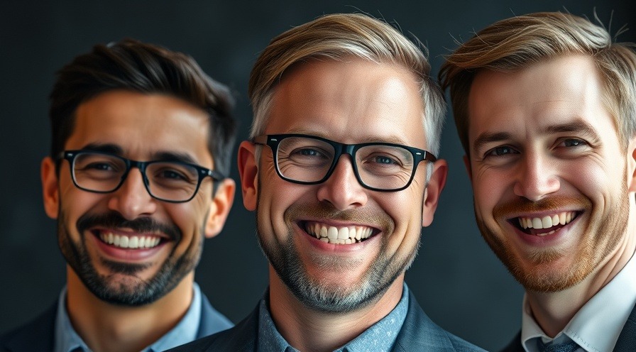 men smiling in modern style, promoting metformin rapamycin NMN longevity.