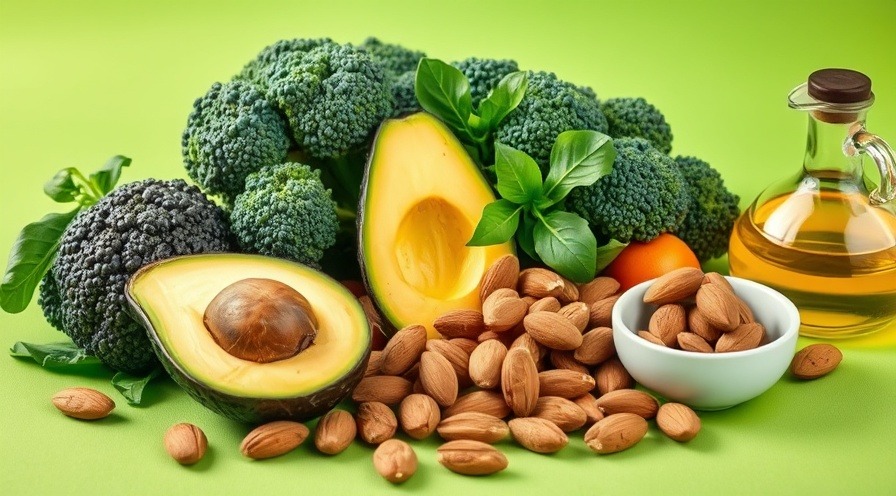 Colorful vitamin E-rich foods showcasing antioxidant benefits for heart disease prevention