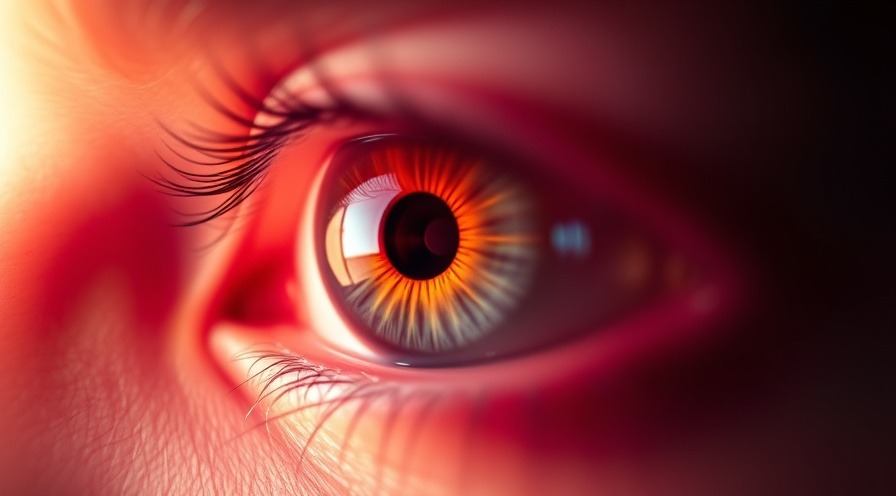 Illustration of subtle color vision changes with blurred colors and inflamed optic nerve