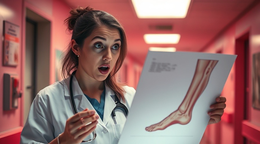 Female doctor analyzing leg diagram, highlighting nutrient deficiencies in health signals.