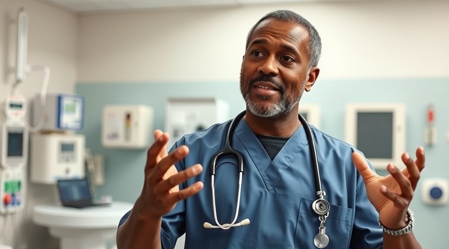 Middle-aged doctor discusses fatigue from anemia with engaging gestures.