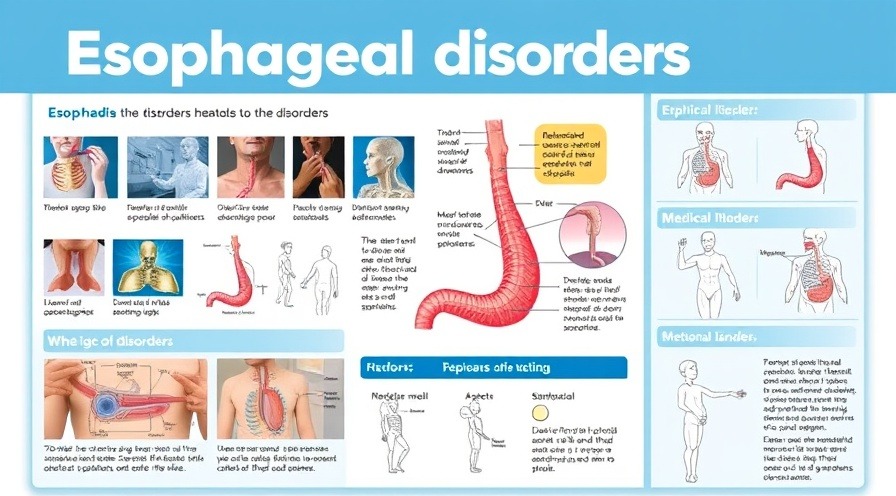 Educational illustration of esophageal disorders like dysphagia and achalasia.