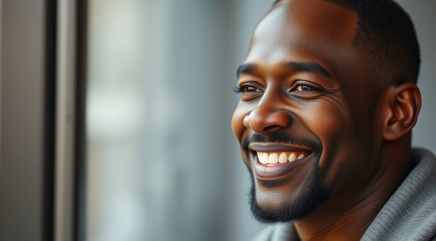 Smiling man radiating positivity about lowering his cholesterol through exercise.