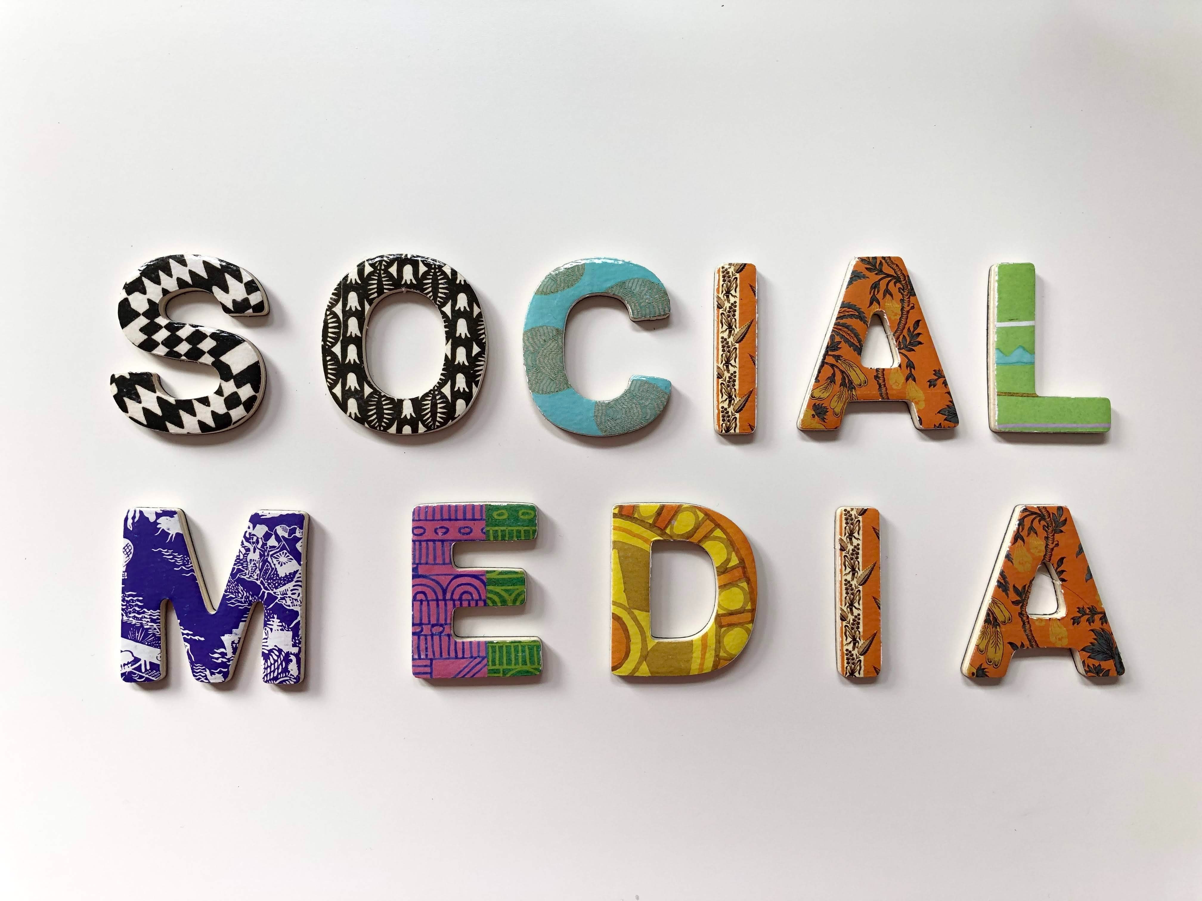 social media spelled out with interesting letters