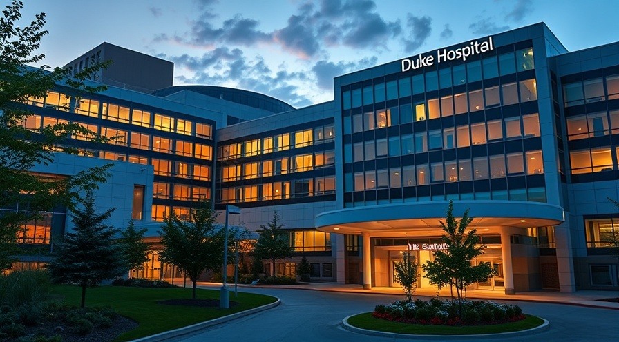Duke Hospital's modern structures emphasize patient safety rankings with vibrant architecture.