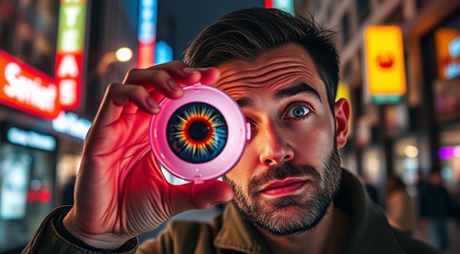 Man examines 3D eye model, exploring regular astigmatism effects on vision health.