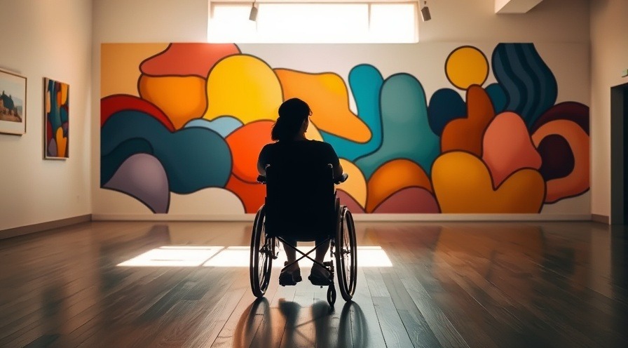 a woman in a wheelchair admiring a mural