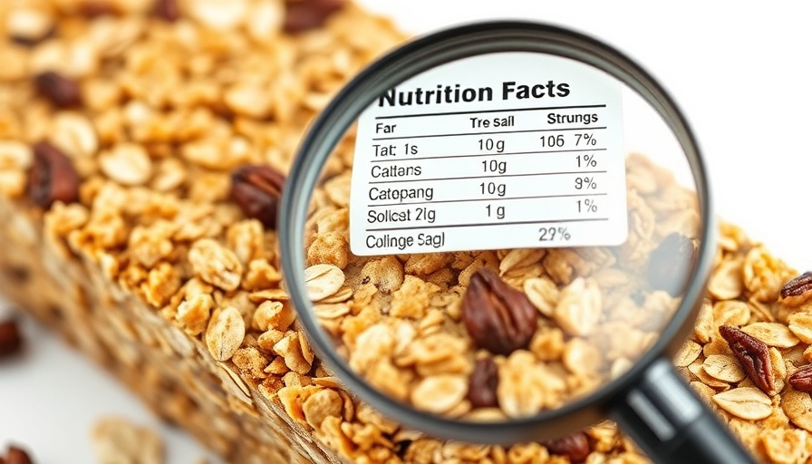 Granola bar with nutrition facts highlighting Protein Facts and Benefits.