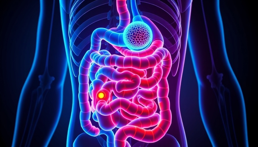 Digital illustration of colon cancer risk, highlighting gut bacteria impact