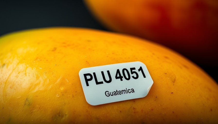 Close-up of a mango with PLU 4051 code sticker.