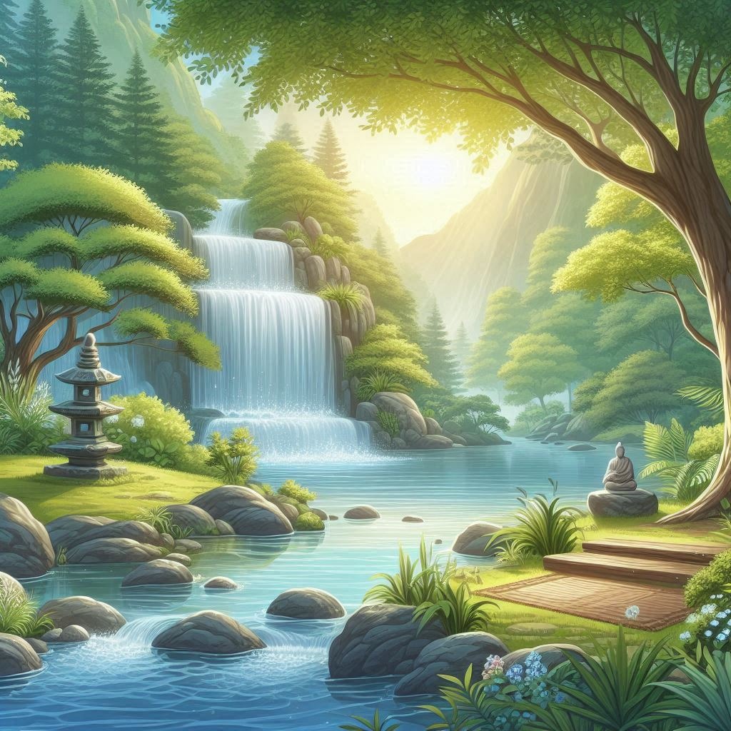 A serene landscape illustrating the theme of "Combatting Stress"