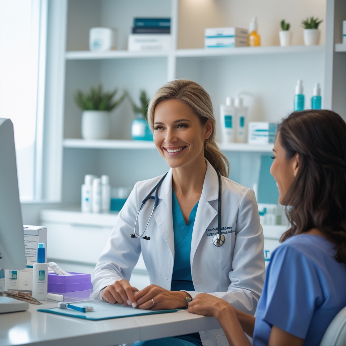 a female, board-certified, dermatologist
