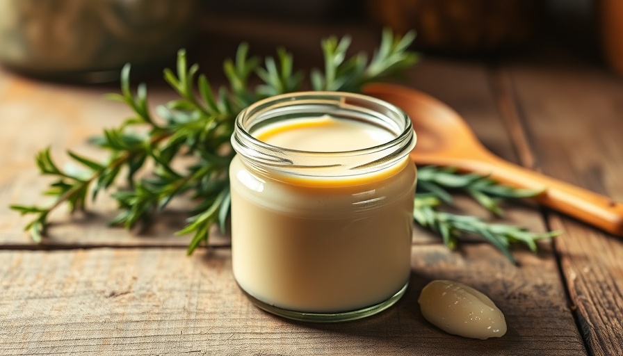 Beef tallow benefits: creamy tallow in a jar with rosemary.