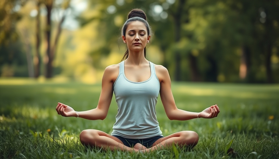 Woman meditating outdoors for yoga and stress relief