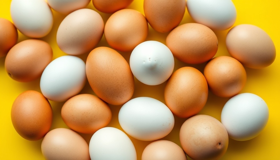 Colorful brown and white eggs on yellow background, Healthy Egg Substitutes