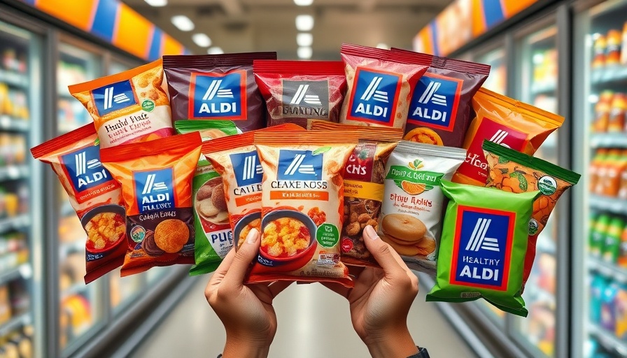 Variety of healthy ALDI snacks displayed in a store.