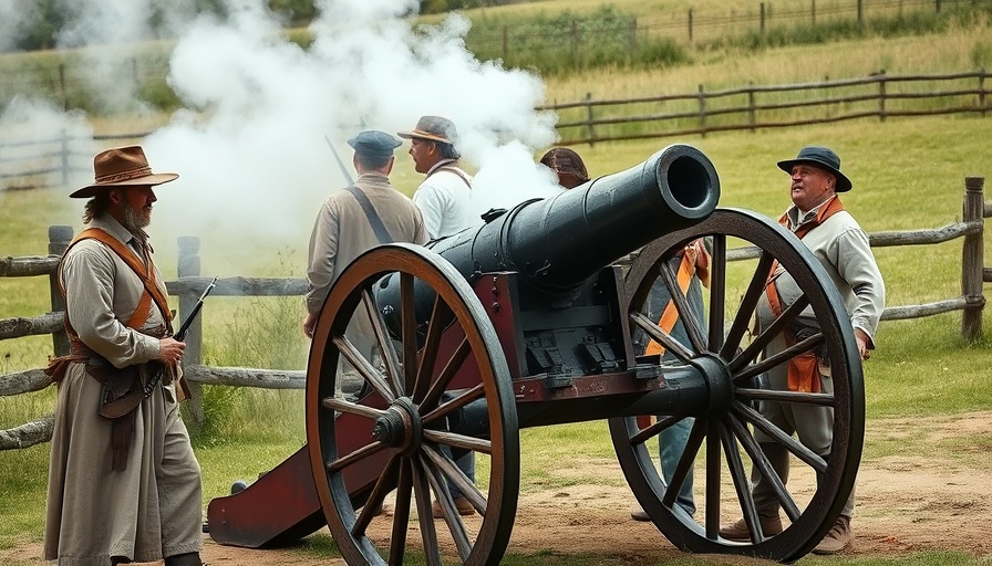 Historical reenactors fire a cannon at Fort Fisher Visitors Center.