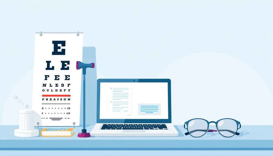 Legal blindness nursing care educational illustration with symbols.