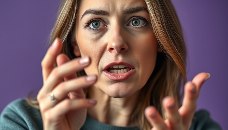 Woman discussing complementary therapies for pain management with purple background