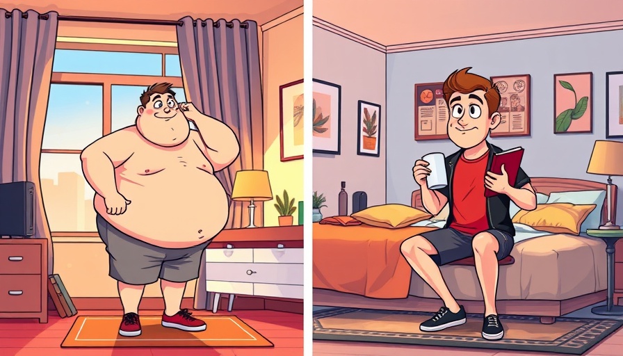 Energizing Workouts for Belly Fat Loss transformation cartoon illustration.