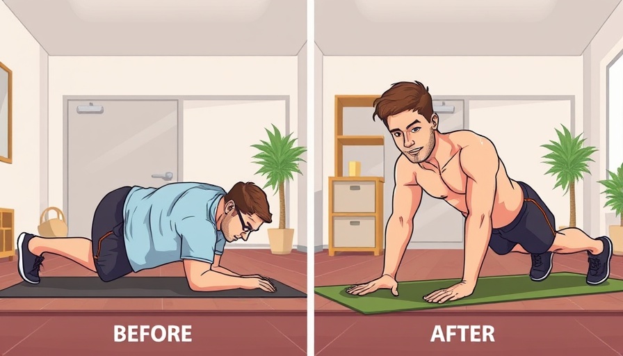 Cartoon illustration of planking progress before and after.