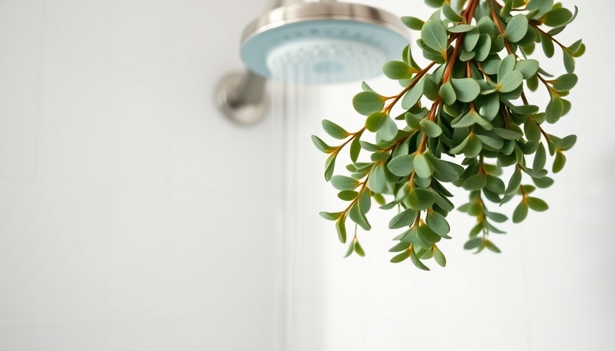 Eucalyptus bundle hanging under showerhead for health benefits.