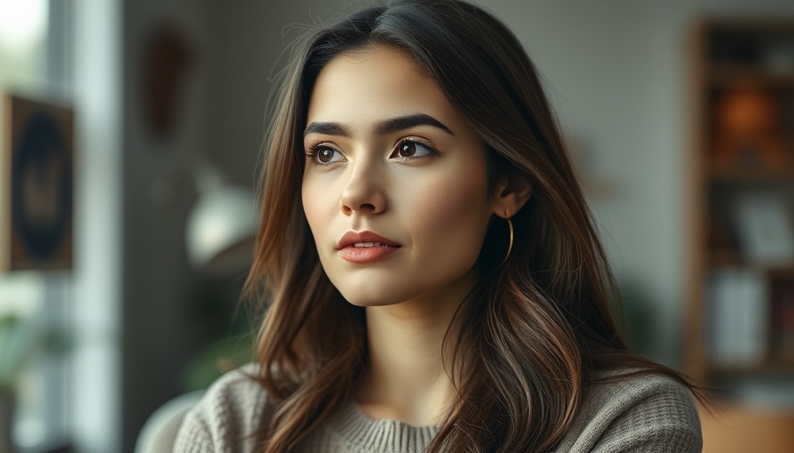 Thoughtful woman discussing coping with trauma in calm setting.