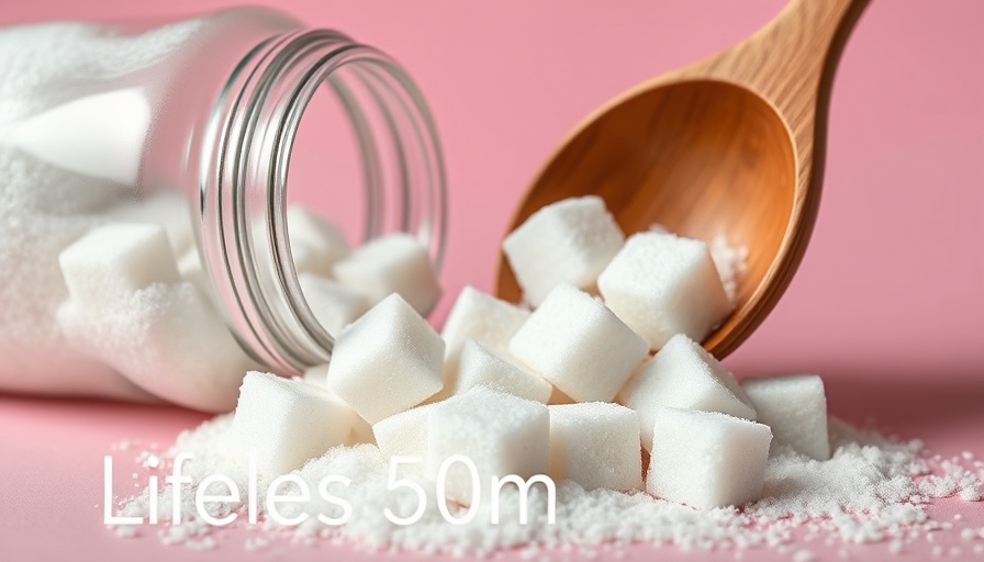 Healthy Sugars and Sweeteners: Sugar cubes in a jar with text overlay.